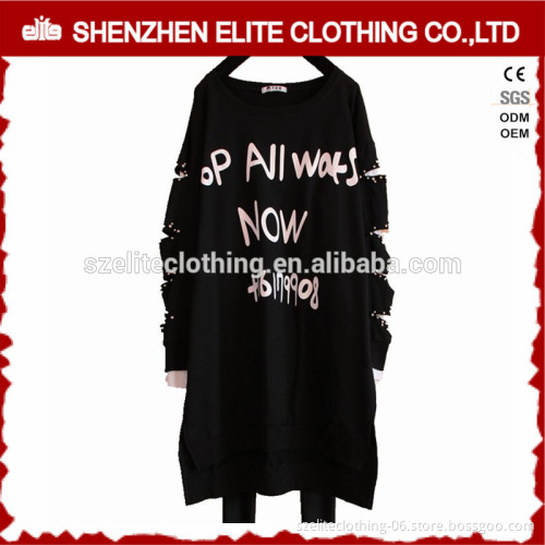 Newest Style Popular Over Long Raglan Sleeve Sweatshirt Black